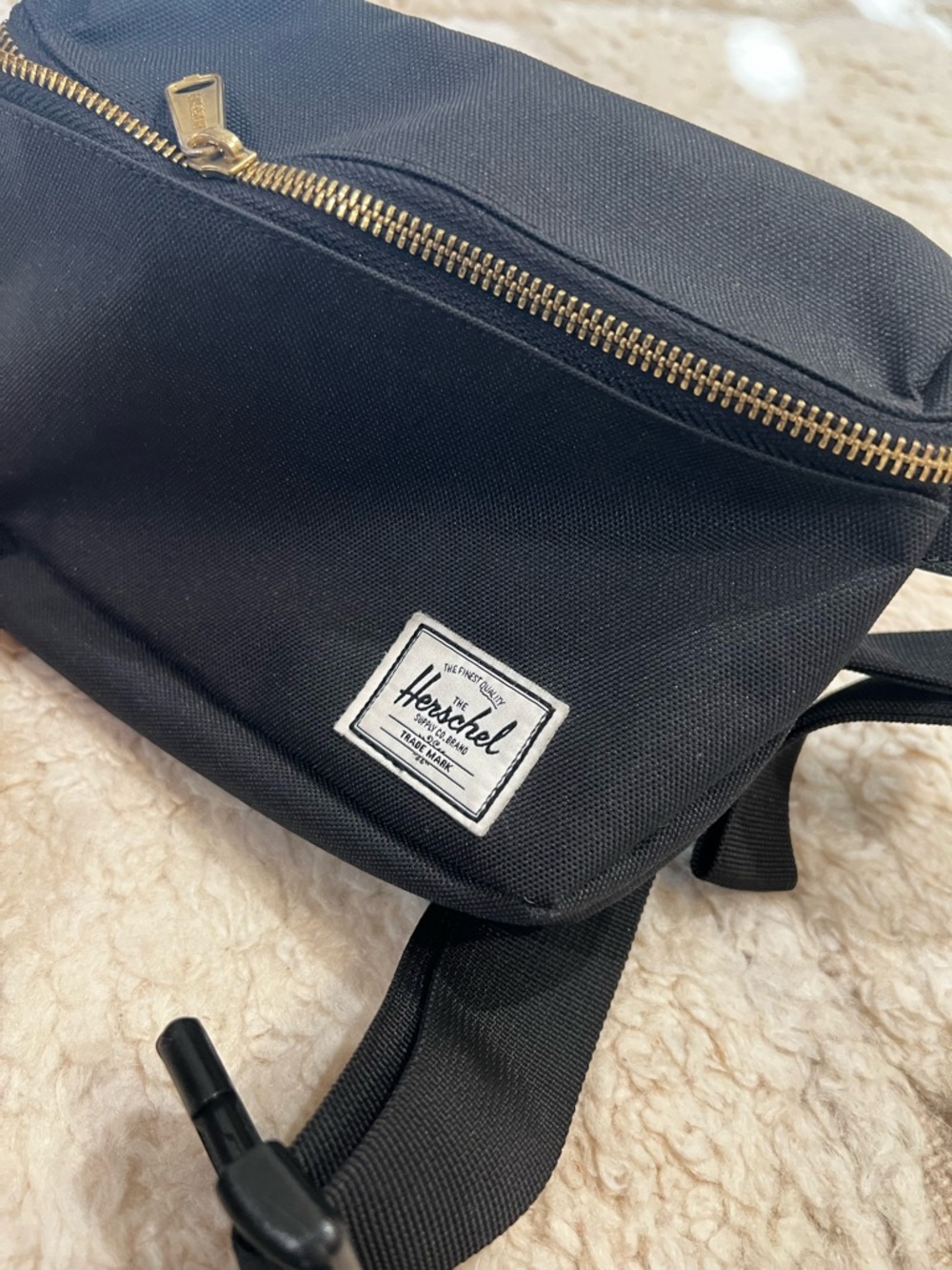 Herschel Black Waist Pack with Gold Zipper